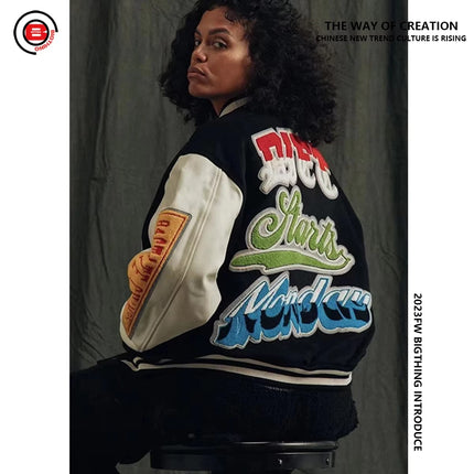 Curry Same BARBUX Niche Trendy Brand American Loose High Street VIBE Baseball Jersey Clothing Jacket Men and Women