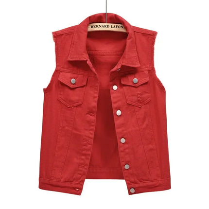 Denim Vest for Women Jacket Spring Streetwear Women Clothing Autumn Coats Fashion Clothes Casual Vintage Elegant Sleeveless