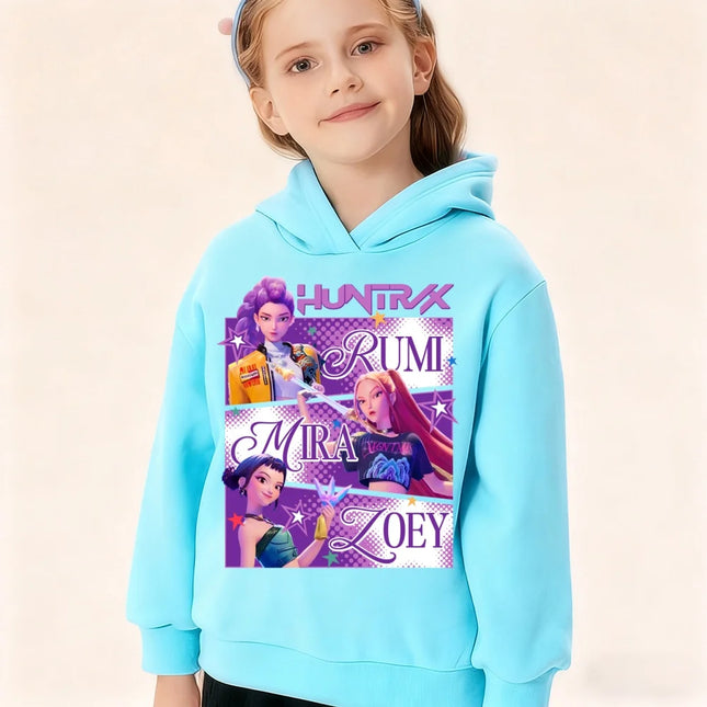 Autumn and winter KPop Demon Hunters boys and girls clothing children's long-sleeved hoodie fashion warm plus velvet sweatshirt