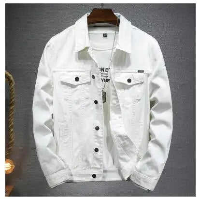 Summer New Men Pure Colour Denim Jacket Single-breasted Lapel Daily Casual Coats