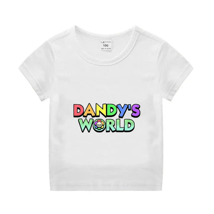 Game Dandy's World Kids Anime Cotton T-shirt Boy Girl Short Sleeve Top Children Cartoon Cute Tee Summer Casual Clothes Gift 2024