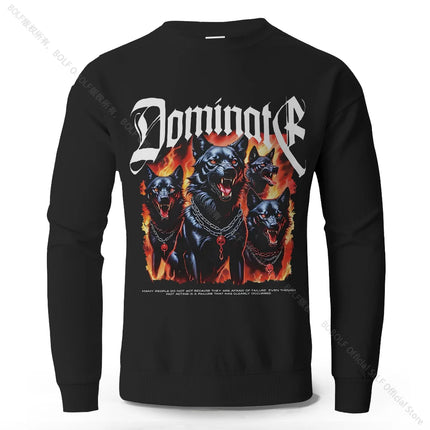 Wolf Darkness Printed Pure Cotton Sweatshirts Oversized Classic Graphic Pullovers for Men Women Tops