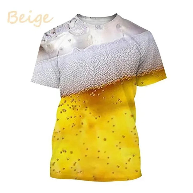 Funny Bubble Beer 3D Printed T Shirt For Men Fashion Graphs T-shirt Summer Gym Sports Short Sleeve Tees Quick-drying Women Tops
