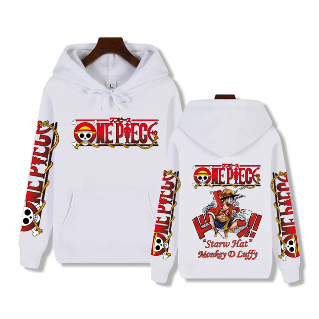 Men's high-end quality One Piece Luffy printed top Autumn/Winter thickened warm street fashion hoodie top