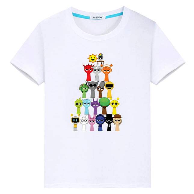 Sprunki print 100%Cotton Cute Tees anime Short y2k one piece Sprunki  t shirt for kids boy 10year Tops pride tshirt girl clothes