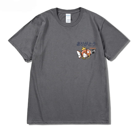 2024 Japanese fun ramen fish print hip hop men's casual comfortable cotton short sleeve T-shirt