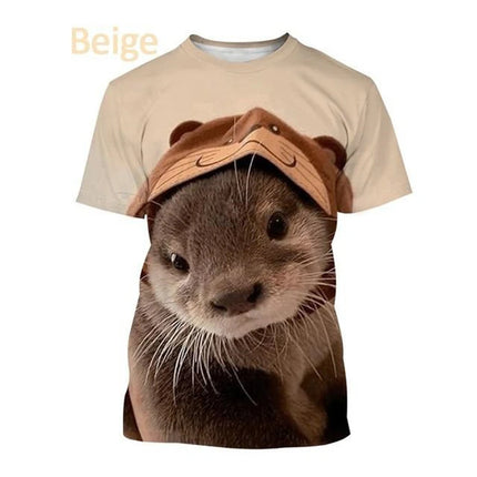 Cute Otter Graphics T Shirts Summer Fashion Short Sleeve Funny 3D Animals Printed Men Women T-shirts Casual Loose Harajuku Tees