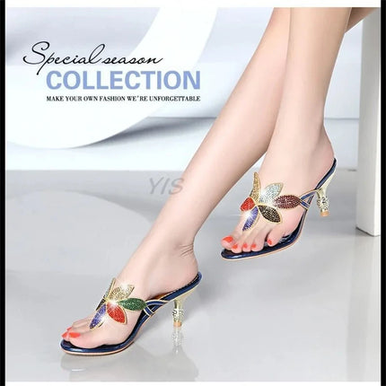 Neu Sommer Frauen Elegante Strass Kristall Hausschuhe