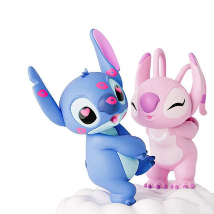 Disney  Kawaii Lilo Stitch Action Figures Angel Lover Figurines Flocking Collection Model Statue Doll Kid Surprise Gift