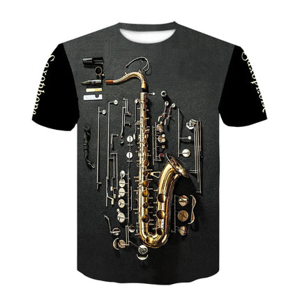 2021 New Men 3d Guitar Printed Fashion Hot Short Sleeves T Shirt Daily Short Sleeve Tee Tshirt Female Psychedelic Clothes