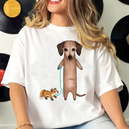 Dachshund Tshirt Women Summer Elegant T-shirts Female Funny Clothing Women Streetwear Graphic T Shirts