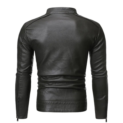 2024 PU Casual Leather Jacket Men Spring Autumn Coat Motorcycle Biker Slim Fit Outwear Male Black Blue Clothing Plus Size M-3XL