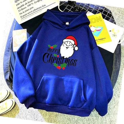 Fashion Womens Hoodie Santa Claus Print Funny Hoodies Women Streetwear Pullover Harajuku Sweatshirt Oversized Clothes Unisex Top