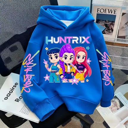 HUNTRIX SAJABOYS K-POP Group Boy Girl Pullovers Hoodie Outdoor Street Sports Casual Loose Children Long-sleeve Warm Sweatshirt