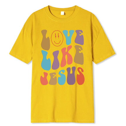 Love Like Jesus Cartoon Colorful Letter Pattern Personality Women T-Shirt Fashion Print T Shirt Casual Unisex Tshirts Clothes T
