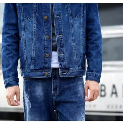 Summer New Men Pure Colour Denim Jacket Single-breasted Lapel Daily Casual Coats