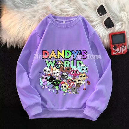 Dandys World Children Sweatshirt Cartoon Anime Multi-color Clothing Game Peripherals Crew  Neck Tops Spring Autumn Clothes Gifts