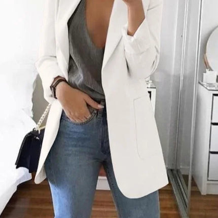 Women Lapel Slim Cardigan Suit Coat Fashion Casual Suit Polo Neck Slim Fit Blazer Long Sleeve Jacket Coat