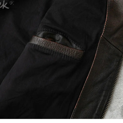 Tcyeek Genuine Leather Jacket for Men Top Layer Cowhide Coats Spring Autumn Vintage Leather Coat Mens Jackets Jaqueta Masculina