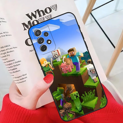 MINISO-Cute M-Minecraft Block World Phone Case For Samsung Galaxy A55 A54 A53 A52 A34 S24 S25 FE Ultra S23 Cover