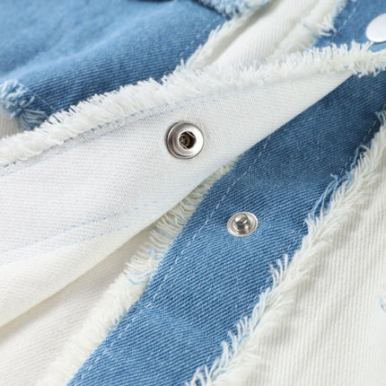 Women Patchwork Fringes Denim Jackets Coats Baggy Long Sleeves Spring Summer Jeans Tops Distressed High Street Elegant Lady Coat