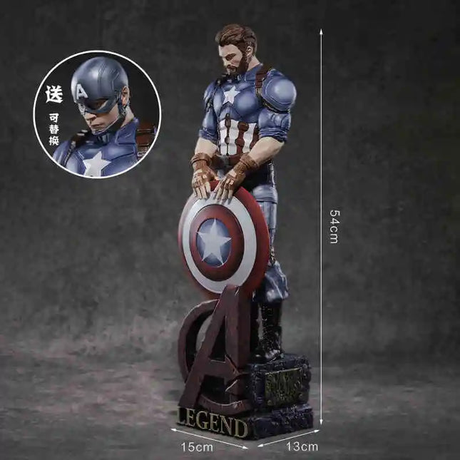 54cm Anime Captain America Figure marvel Avengers Ornaments Exquisite And Lifelike Collection Model Desktop Decor Boys Gifts