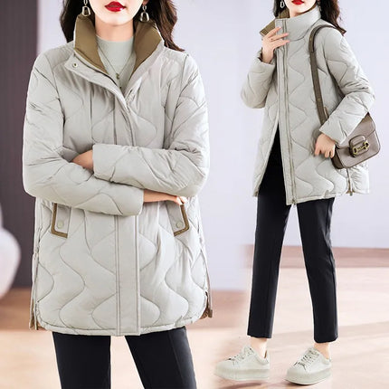 Winter Coat Women Fashion Down Cotton Hooded Jacket Casual Loose stand collar Solid Warm Thick Outwear Parka