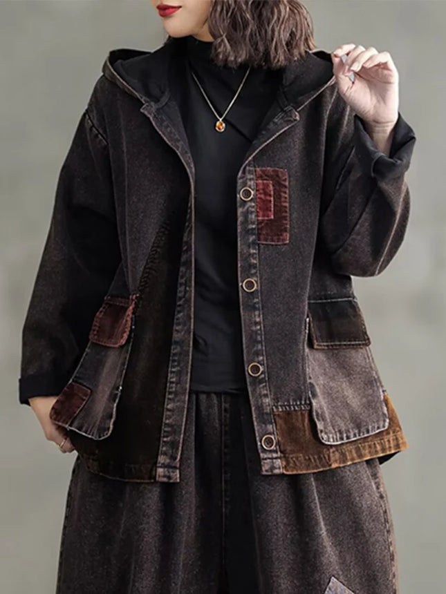 Max LuLu 2025 Spring Clothes Womens Fashion Denim Hooded Jackets Loose Vintage Coats Ladies Casual Classic Patchwork Outerwear
