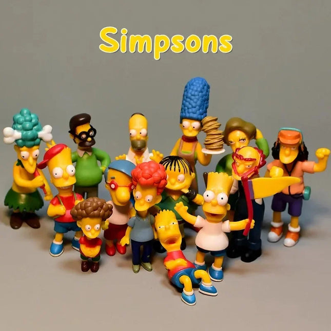 Disney Simpsons Cartoon Action Figures Toys Funny Homer Marge Bart Mini Figurines Pvc Doll Model Children Toy Birthday Gift
