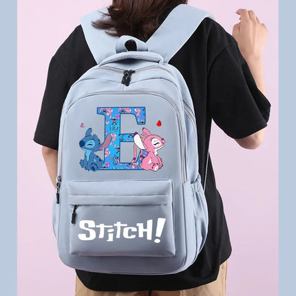 Disney Stitch Large Capacity Backpack Students Cartoon Nylon Waterproof Schoolbag Boys Girls Stationery Books Storage Bag Gifts