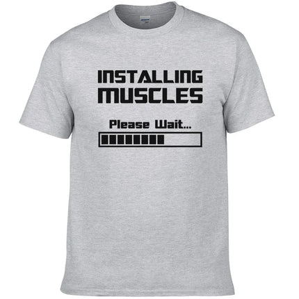 Summer New Tshirts Installing Muscles Please Wait Loading Bar Funny Print T Shirt Men Women  Cotton Short Sleeve Cool Tees #310