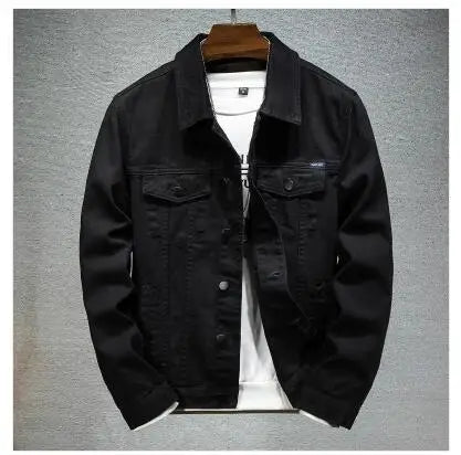 Summer New Men Pure Colour Denim Jacket Single-breasted Lapel Daily Casual Coats