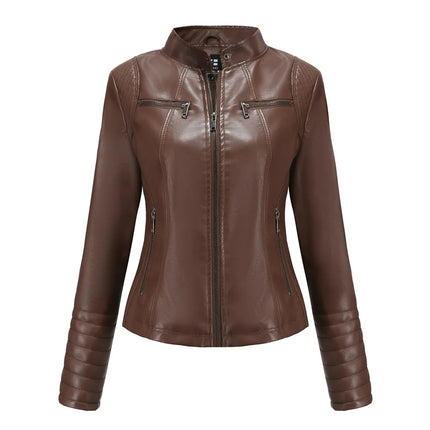 2025 Women's Leather Jacket Spring Autumn Thin Motorcycle Suit European Size Leather Jacket Short Fashion Women's Jacket