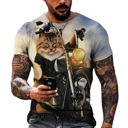 New Heavy Duty Motorcycle Harley Printed T-shirt 3D Men's and Women's Fashion Outdoor Sports T-shirt Summer Casual Cool Personal
