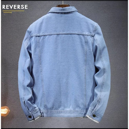 Summer New Men Pure Colour Denim Jacket Single-breasted Lapel Daily Casual Coats