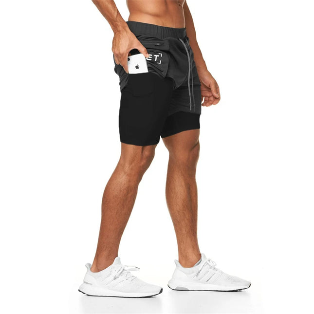 Herren Sportswear Doppeldecker-Laufshorts 2 in 1 Sommer-Kurzhose