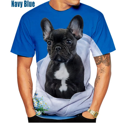 Summer New Fashion Summer Cute French Bulldog 3d Printing Men's T-shirt Woman Casual Trend Tee Top