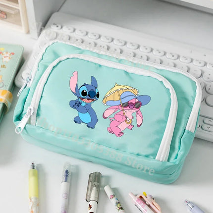 Disney Stitch High-capacity Pencil Bag for Students Anime Cartoon Fashion Pen Case Stationery Storage Pouch School Supplies Gift