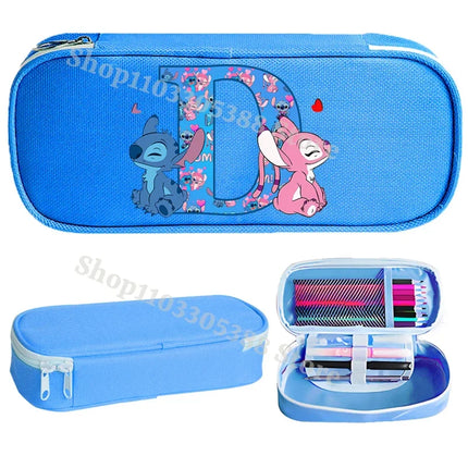 Disney Stitch Pencil Case for Students Anime High-capacity Letter A-Z Pen Bag Boys Girls Stationery Storage Box School Supplies