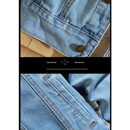 Blue Men's Denim Jacket, Single-breasted Lapel Coat, Fashionable Casual Tops, Black and Light Blue Can Be Selected,M-5XL