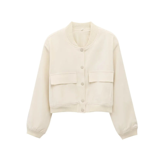 TRAF Women's Bomber Jacket 2025 Fashion Long Sleeve Casual New In Outerwears Chic Tops With Pockets Jackets Coat