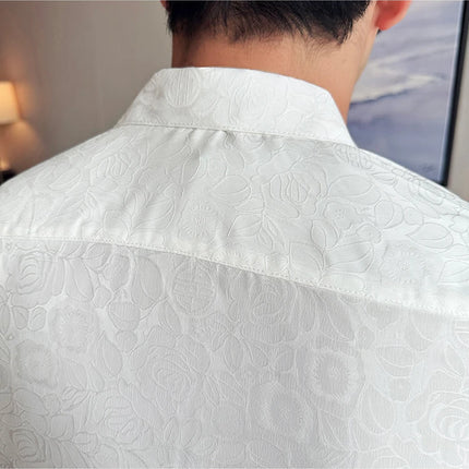 2025 Summer New Flower Shirts Men Short Sleeve Retro Casual Shirts Fashion Versatile Business Slim Social Party Tuxedo Blouse