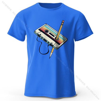 Men's Summer Essential 100% Cotton Printed T-Shirt, Soft & Breathable Round Neck Short Sleeve Tee, Unisex Casual Wear
