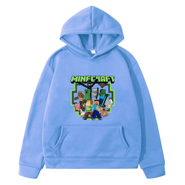 Minecraft print anime hoodie Fleece sweatshirt boy Autumn pullover Kawaii hoodies Cartoon jacket y2k sudadera kids clothes girls