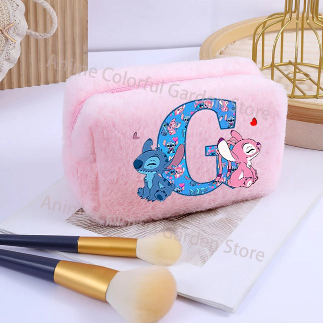 Disney Stitch Plush Cosmetic Bag for Women Anime Cartoon Fashion Makeup Pouch Girls Cosmetics Storage Bags Washing Handbag Gifts
