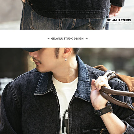 2024 Spring and autumn tide brand American vintage to do old denim coat men casual cargo jacket men