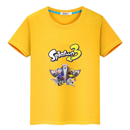 Splatoon print t shirt for kids boy 10year Cartoon 100%Cotton Short anime Tees Tops pride tshirt y2k one piece girls clothes