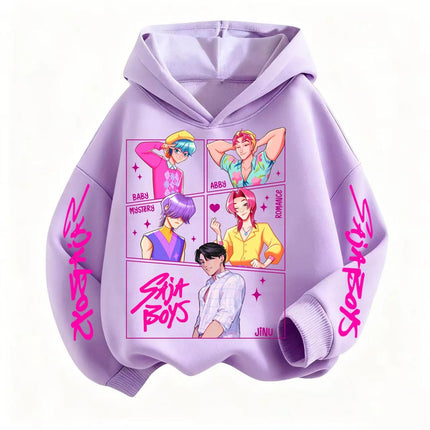 Kpop Demon Hunters Autumn Winter Kids Hoodie Casual Fashion Boys Girls Warm Sweatshirt Anime Clothes