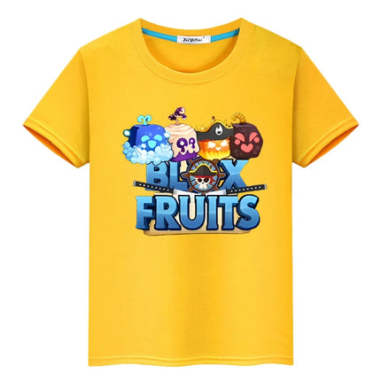 New Game Blox Fruits 100%Cotton t shirt for kids boy 10years anime Tees Short Tops pride tshirt y2k one piece kids clothes girls