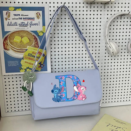 Disney Stitch Nylon Waterproof Shoulder Bag Women Anime Fashion High-capacity Crossbody Bags Students Commute Portable Handbag